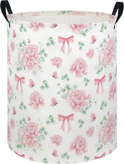 Baby Laundry Hamper kids laundry Basket Waterproof Laundry Bag for Bedroom Toy Clothes Organizer Room Décor(Bowknot Flower)