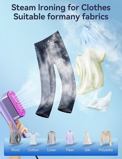 Steamer for Clothes,Sundu Portable 2-in-1 Travel Steamer&Iron,15s Fast Heat-up,100ml Water Tank,Ironing Gloves,25 Min Powerful Continuous Steam,1200W&4 Modes Light Steam Iron for Travel&Home(Purple)