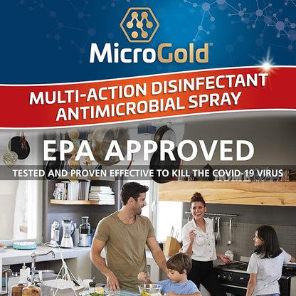 MicroGold Multi-Action Disinfectant Antimicrobial Spray Tested and Proven Effective to Kill the COVID-19 Virus, Kills 99.9% of Viruses and Bacteria, 24 Fluid Ounces, 3 Pack