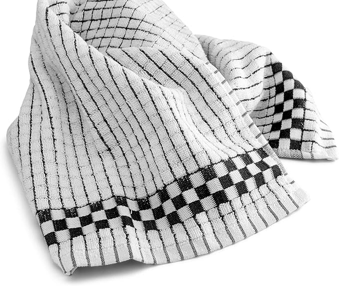 XLNT Highly Absorbent Kitchen Dish Towels 100% Cotton 18x28 inch – Ultra-Thick Dishcloths – Premium Weave for Drying & Cleaning – Soft, Durable & Lint-Free – Pack of 6 Black