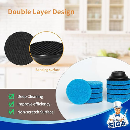 MR.SIGA Non-Scratch Pad Refills for Electric Spin Scrubber, 10 Pack