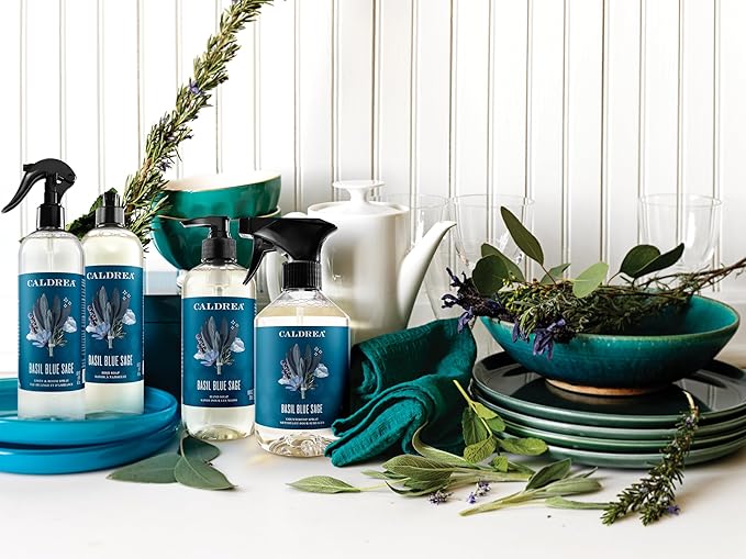 Caldrea Linen and Room Spray Air Freshener, Made with Essential Oils, Plant-Derived and Other Thoughtfully Chosen Ingredients, Basil Blue Sage Scent, 16 oz