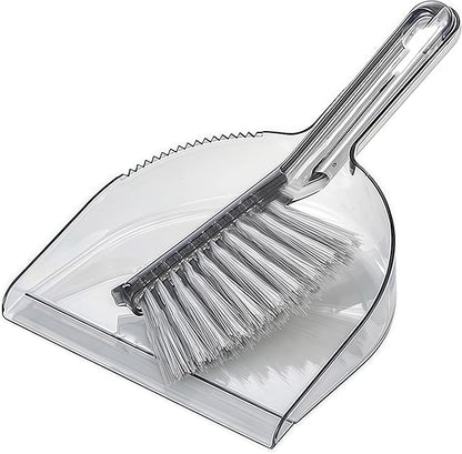 Small Broom with Dustpan Combo Set Mini Broom and Brush Set Hand Sweeper for Cleaning Desk Office Kitchen Pet Nest (Transparent Grey)
