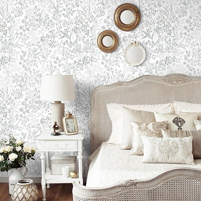 Heroad Boho Peel and Stick Wallpaper Floral Wall Paper Leaf Contact Paper for Cabinet Drawer Liner Removable Self Adhesive Wallpaper Stick on Walls Waterproof Vinyl Roll 15.5''x393''