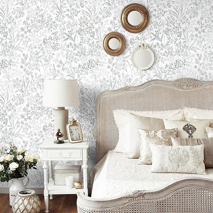 Heroad Leaf Peel and Stick Wallpaper Boho Floral Contact Paper for Cabinets Waterproof Drawer Liner Decoration Wall Paper Self Adhesive Leaves Wallpaper for Bedroom Removable 15.5''x118''