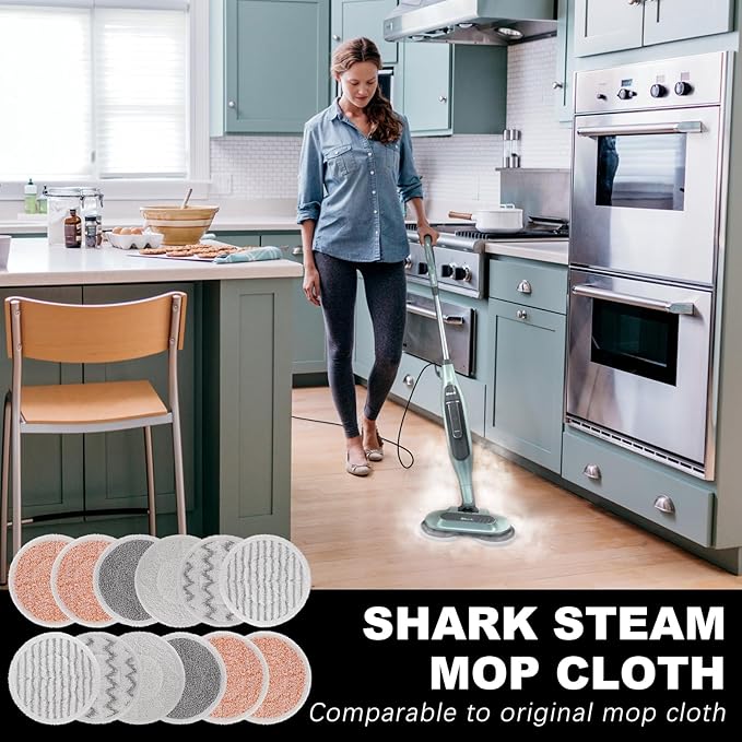 Pads for Shark Steam Scrub Mop: 12 Pack Spin Mop Refills Fit for Shark S7000 S7001 S7000C S7201 S7000AMZ S8201 S8001 Steam and Scrub Pads - Hard Floor Steam Mop Washable Pads S7001TGT