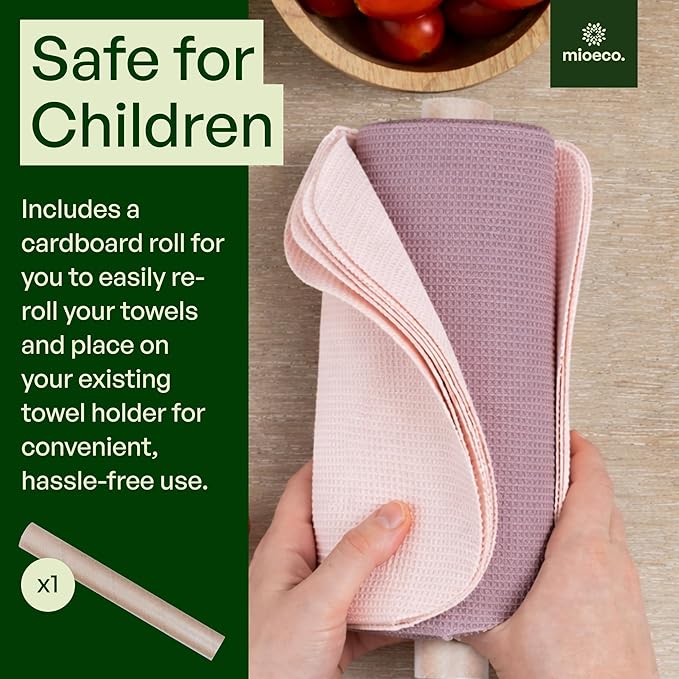 24 Pack Multicolored Reusable Paper Towels - Nature Friendly - Organic Cotton Alternative - Thick, Strong, Paperless Kitchen Dish Cloths - Reusable Napkins - Dish Towels - Cloth Napkin
