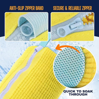 Shoe Washing Machine Bag for Washer & Dryer - 2 Pack Laundry Shoe Bag for Washing Machine - Sneaker Washing Machine Bag with Zipper - Reusable Shoe Laundry Bag for Tennis Shoes & Trainers - Yellow
