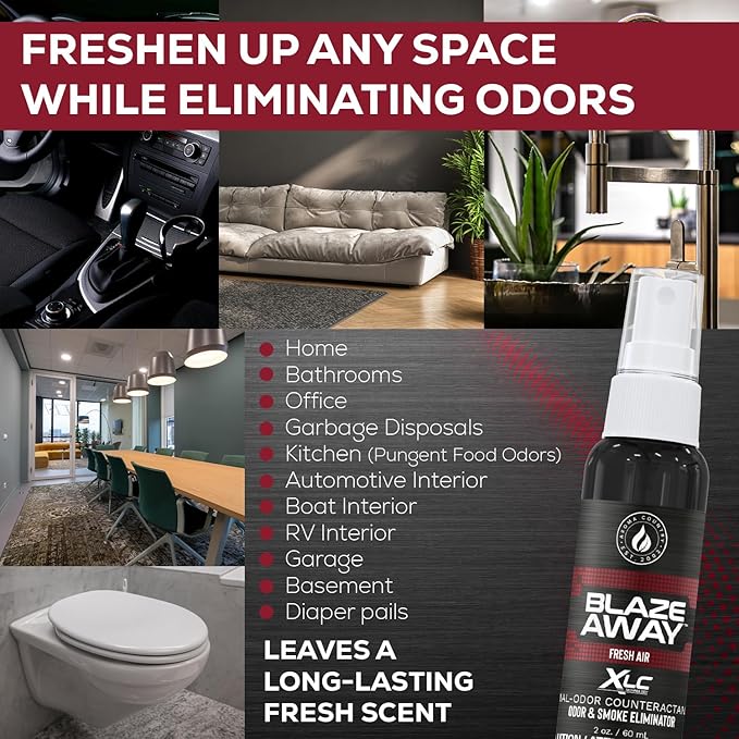 Blaze Away Commercial Air Freshener & Odor Eliminator for Strong Odor - Industrial-Grade Room Spray & Room Deodorizer for Home, Car, Smoke & Pet Odors - Long-Lasting Odor Absorber, Room Fresheners
