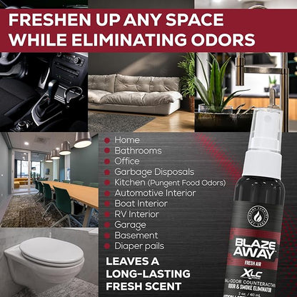 Blaze Away Commercial Air Freshener & Odor Eliminator for Strong Odor - Industrial-Grade Room Spray & Room Deodorizer for Home, Car, Smoke & Pet Odors - Long-Lasting Odor Absorber, Room Fresheners