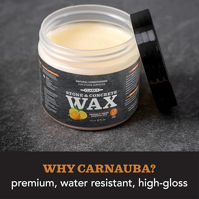 CLARK’S Natural Stone Wax - Seal and Protect Soapstone, Slate and Concrete with Carnauba and Beeswax - Use on Kitchen and Bath Countertops - Enriched with Lemon and Orange Extract, Large 32oz