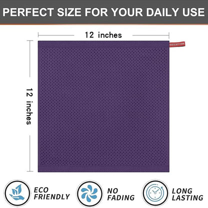 Kitinjoy 100% Cotton Kitchen Dish Cloths (12 X 12 Inches, Eggplant), 6 Pack Waffle Weave Ultra Soft Absorbent Dish Towels for Drying Dishes Quick Drying Kitchen Towels Dish Rags