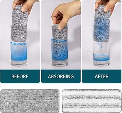 Mop Replacement Pads Compatible with JOYMOOP Flat Mop or Mop Bucket Set - Microfiber Flat Mop Pads for All 13" X 4.9" Squeeze Flat Floor Mop - Washable Mop Head Replacement (1+1 Pack)