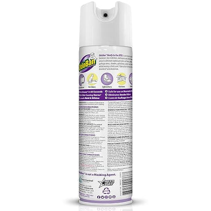 OdoBan Ready-to-Use 360-Degree Continuous Spray Disinfectant and Harsh Aroma Eliminator, Fabric and Air Freshener, 3 Pack, 14.6 Ounces Each, Lavender Scent