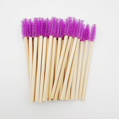 100 Pcs Disposable Wood Mascara Wands Bamboo Spoolies Brush for Eyelash Extensions, Spooly Eyebrow Brushes Lash Wand Applicator Stick (Purple)