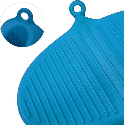 Thickened Mini Silicone Oven Mitts Heat Resistant, Rubber Oven Mitt Gloves, Finger Pinch Grips, Pot Holder, Silicone Potholder for Kitchen Cooking & Baking 1 Pair, Blue