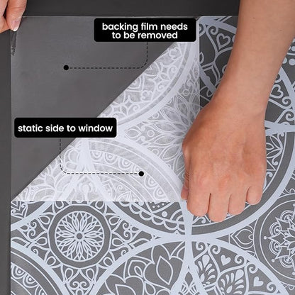 DKTIE Bohemian Decor Stained Glass Window Film with Installation Tools, Two-Way Window Privacy Film, Reduce Glare, Pure White, 17.7 x 78.7 Inch