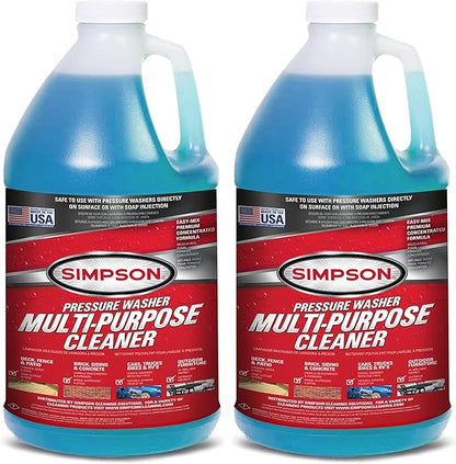 SIMPSON Cleaning 88281 Cleaner, Concentrated Soap Solution for Pressure Washers and Spray Bottles, Use on Concrete, Vinyl Siding, Appliances, Windows, Cars, Fences, Decks, Blue, 1 Gallon (Pack of 2)