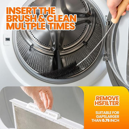 Dryer Vent Cleaner Kit - Long Flexible Vacuum Brush, Dryer Lint Brush Refrigerator Coil Kit, Lint Remover for Removing Dust and Pet Hair