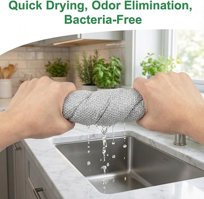 16 Pack Double-Layer Stainless Steel Dishcloths - Non-Scratch Wire Cleaning Rags, Reusablediamond Weave Scrubber Cloths for Dishes, Cookware, Sinks, Stove Tops - 7.8 x 7.8 Inches