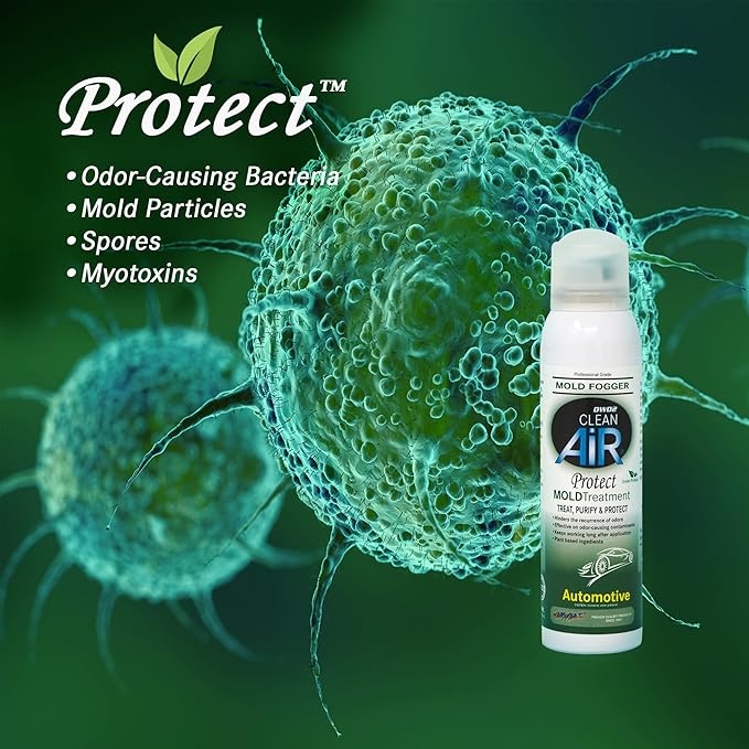 DWD2 Protect™ Automotive Mold Treatment - Revitalize Your Car's Interior The Green Automotive Mold Treatment Solution. Say Goodbye to Unpleasant Odors and Hello to a Fresh and Protected Cabin (FOGGER)