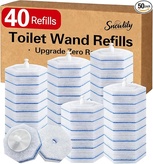 40 Count Toilet Cleaner Refill Pads Compatible with Clorox ToiletWand, High-Density Disposable Toilet Brush Refills for Powerful Scrubbing