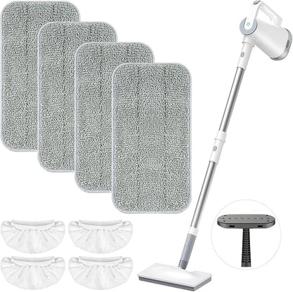 LOVECO Microfiber Steam Mop Pads Compatible with FEPPO, FODFINU & Seyola Steam Mop Cleaner - Washable and Reusable Steam Cleaner Pads for Floor Cleaning (4 Mop Pads + 4 Ironing Rags)