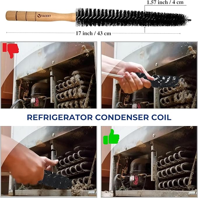 Dryer Lint Brush Vent Trap Cleaner Plus 5PCS Crevice Gap Cleaning Brushes - Refrigerator Condenser Coil Brush & Hard Bristle Crevice Cleaning Tool Kit for Household Use