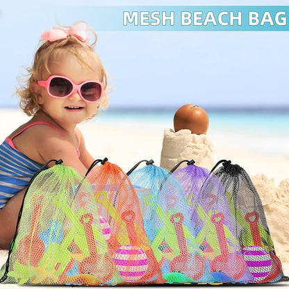 10Pcs Multicolor Mesh Drawstring Bags: Nylon Mesh Laundry Gym Travel Beach Bags with Locking Closure