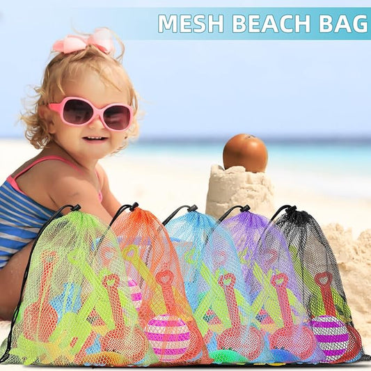 10Pcs Multicolor Mesh Drawstring Bags: Nylon Mesh Laundry Gym Travel Beach Bags with Locking Closure