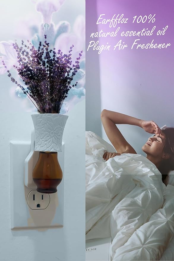 Plug-in Air Freshener Lavender Essential Oil and Wall Plug Diffuser Starter Kit Non-Toxic Relax Room Scent for Home Office Smell Good 30 Days (Polarized Warmer + Oil 20ml)