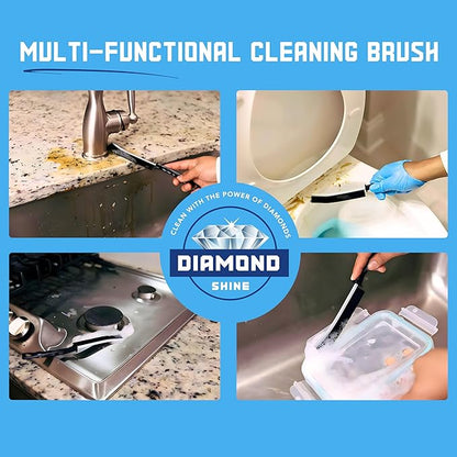 Diamond Shine 2-Pack Hard Bristle Crevice Cleaning Brush - Scrub Grout, Gaps, Edges, Corners, Baseboards - Kitchen & Bathroom Scrubber