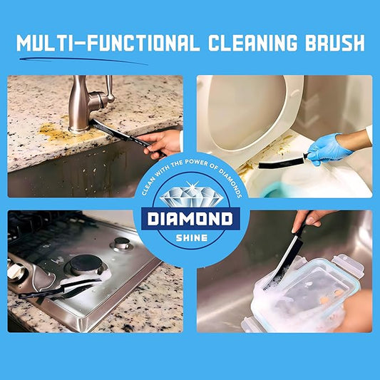 Diamond Shine 2-Pack Hard Bristle Crevice Cleaning Brush - Scrub Grout, Gaps, Edges, Corners, Baseboards - Kitchen & Bathroom Scrubber