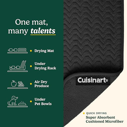 Cuisinart Dish Drying Mats for Kitchen Counter - (2) 18" x 24" Ultra Absorbent Dish Drying Mat XL - Foldable, Machine Washable, Fast Drying Dish Mat (Geostripe)
