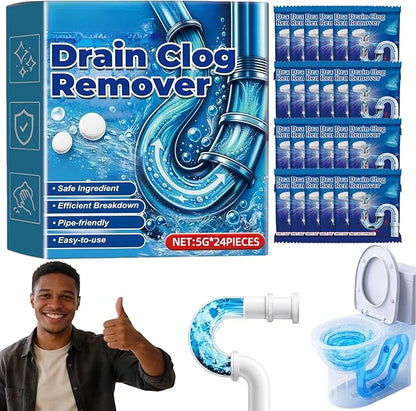 Strong Drain Effervescent Tablet for Kitchen & Bathroom Pipes, Toilet Tank Cleaner Tablets, Pipeline Dredging Agent Powder Drain Cleaner, Sink Drains Cleaners for Sewer (24 Pcs)