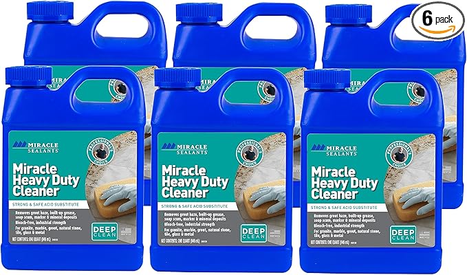 Miracle Sealants Miracle Heavy Duty Tile & Stone Cleaner, Grout Haze Remover, Non-Acidic, Quart, 6 Pack
