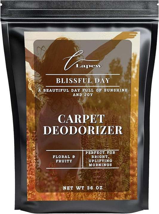 Lapew Blissful Day Carpet Deodorizer Powder - Pet Safe Freshener for Vacuuming | Scented Odor Eliminator for Home | 36 oz