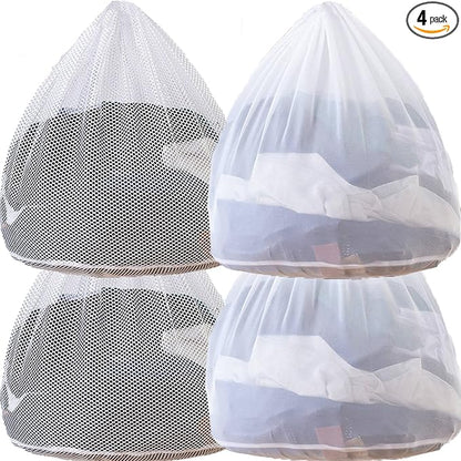 Mesh Laundry Bags with Adjustable Single Shoulder Straps 24" x 32" Sturdy Nylon Material Laundry Liners with Drawstring Closure for College, Dorm and Apartment(4PCS-XXLarge)
