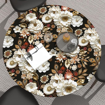 Vintage Wallpaper Peel and Stick Dark Floral Contact Paper 17.5in x 118in White Gold Flower Wallpaper Vinyl Waterproof Self Adhesive Boho Leaf Botanical Wall Paper for Bedroom Cabinet Table Decoration