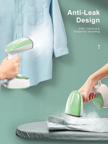 Reemix Steamer for Clothes, Folding Handheld Design Garment Wrinkles Remover, 20g/min Strong Penetrating Steam, 25-Sec Fast Heat-up, for Home, Office and Travel (Green)