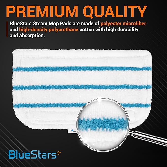 BlueStars [Upgraded] Steam Mop Pads Replacement Compatible with Black and Decker Steam Mop SM1600, SM1610, SM1620, HSMC1321, HSMC1321APB, HSMC1361SGP, BDH1855SM, BDH1760SM, SMP20 - Pack of 3