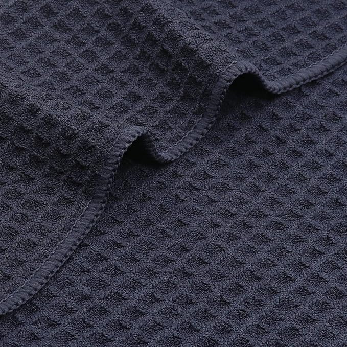Microfiber Kitchen Dish Cloths Thick Dish Rags Cleaning Cloth Waffle Weave Washcloths Odor Free Ultra Absorbent 12Inch X 12Inch 7 Pack (Black)