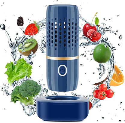 Cudinham Fruit and Vegetable Purifier Cleaner Washing Machine Capsule Shape Disinfection OH-ion Purification Technology for Cleaning Grains Rice Meat Seafood, Blue