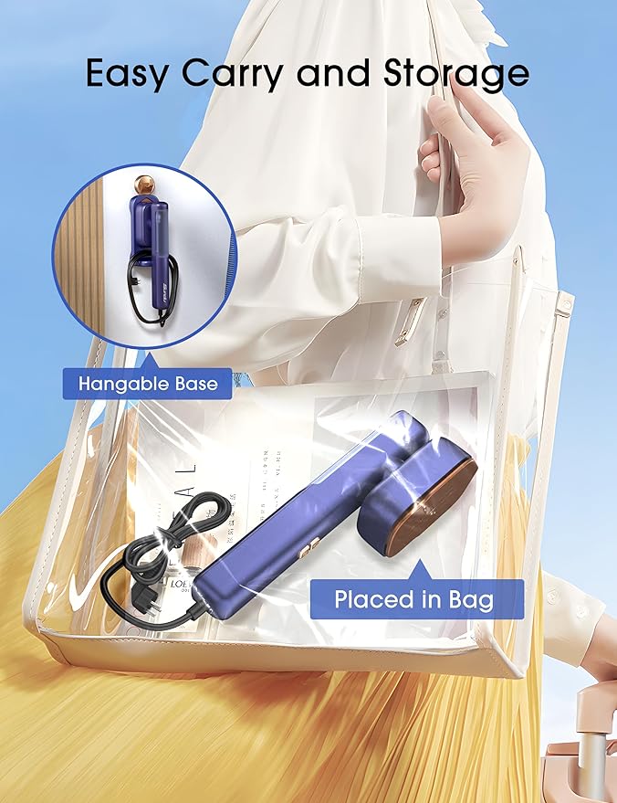 Travel Steamer for Clothes with 180 ml Water Tanks,15s Fast Heat-up,24 g/min Strong Steam Performance, Portable Garment Steamer with Touch Control, LED Display, Steam Iron
