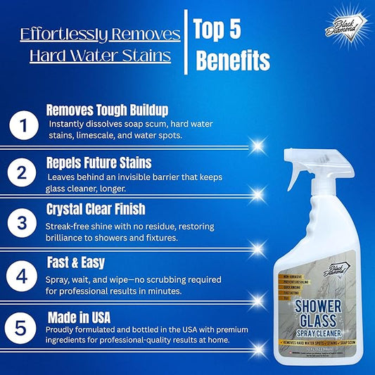 Black Diamond Stoneworks Shower Glass Cleaner & Ultimate Grout Cleaner Bundle with Brush – 2 Quarts – Removes Soap Scum, Hard Water Stains & Deep-Cleans Tile Grout
