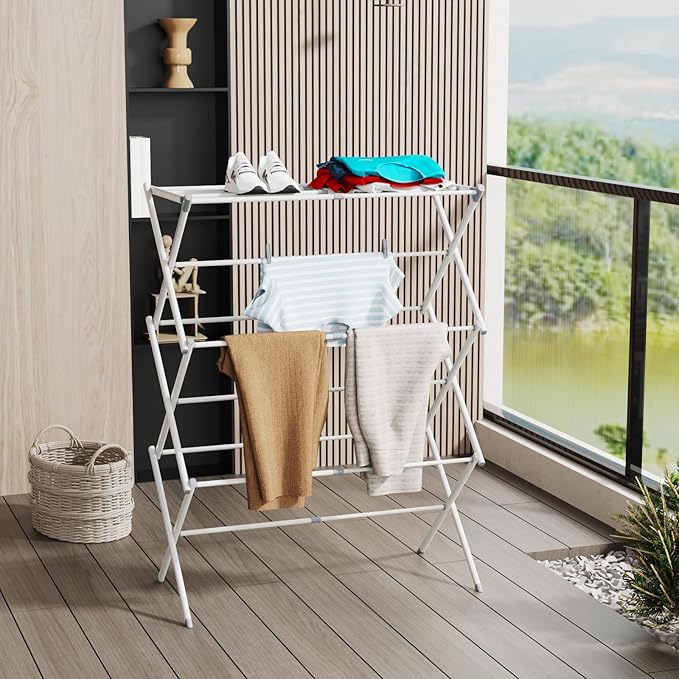 SsngygHme Drying Rack for Laundry, Foldable Clothes Drying Rack, Small Collapsible Dry Rack for Clothes, Use for Indoor & Outdoor Drying Clothes, 40"x29"x14.5"(White)