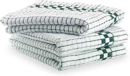 XLNT Highly Absorbent Kitchen Dish Towels 100% Cotton 18x28 inch – Ultra-Thick Dishcloths – Premium Weave for Drying & Cleaning – Soft, Durable & Lint-Free – Pack of 3 Green