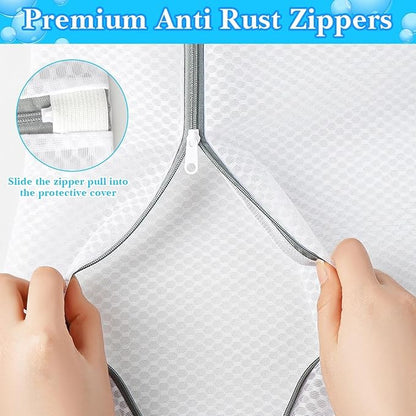 BLMHTWO 2PCS Honeycomb Mesh Laundry Bags for Delicates, Premium Durable Delicate Laundry Bag Large Mesh Bag with Sturdy Zippers, Lingerie Bags for Washing Delicates（24 x 24 in）
