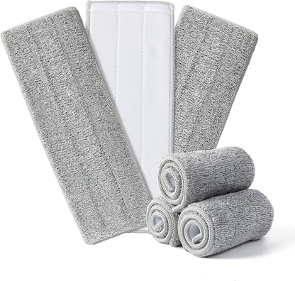 Flat Mop Pads 6pcs for Mop and Bucket Set with Wringer Replacement Microfiber Cloths Compatible with Floor Cleaning Mop Bucket Set - 15.7" X 4.5"