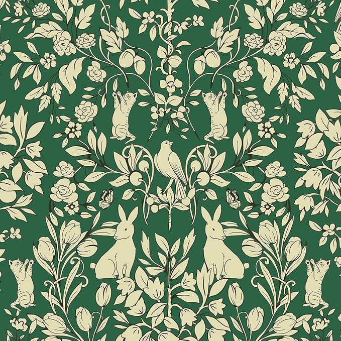 Timeet Floral Wallpaper Peel and Stick Wallpaper Birds and Butterfly Wallpaper 16.14"x393.7" Vintage Flower Contact Paper Self Adhesive Removable Wallpaper for Walls Covering